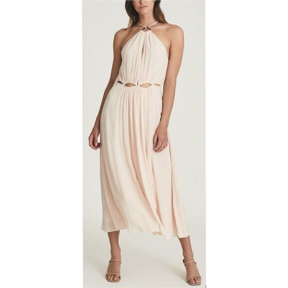 NWTG Reiss Matra Cream Halter Midi Dress Size 10 - Picture 1 of 8